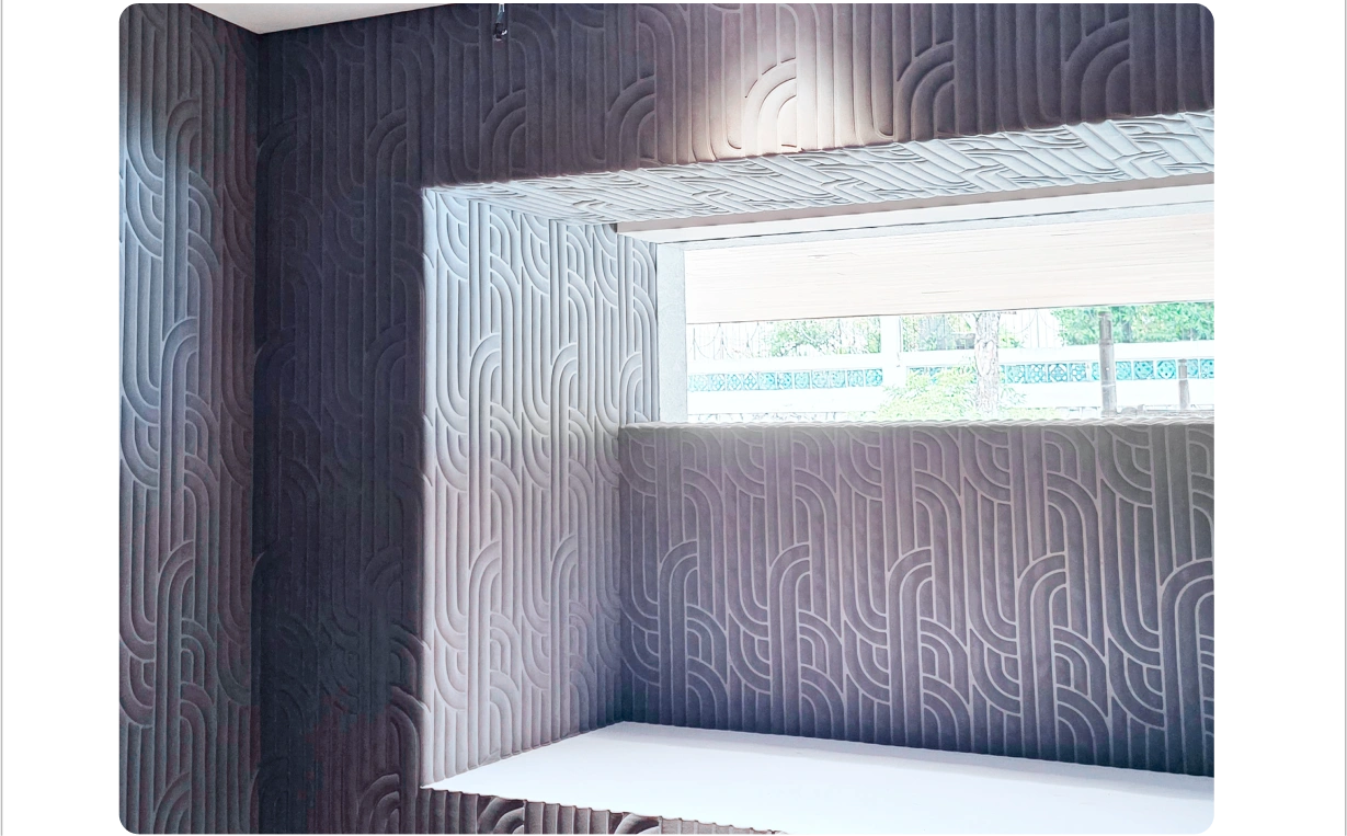 Window side look modern with 3d texture wallpaper