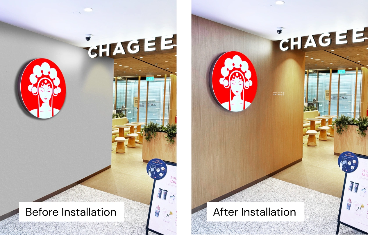 Before After Installation of chagee tea