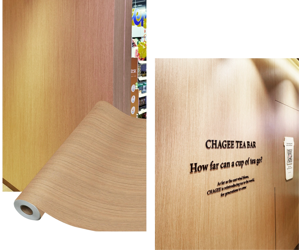 Wall side of sticker laminate installation
