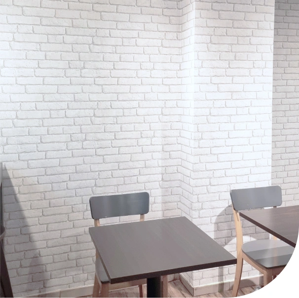 Other side of Coffee Shop with Wallpaper Brick