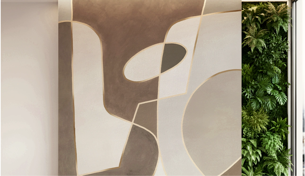 Wall office stunning with geometric wallpaper