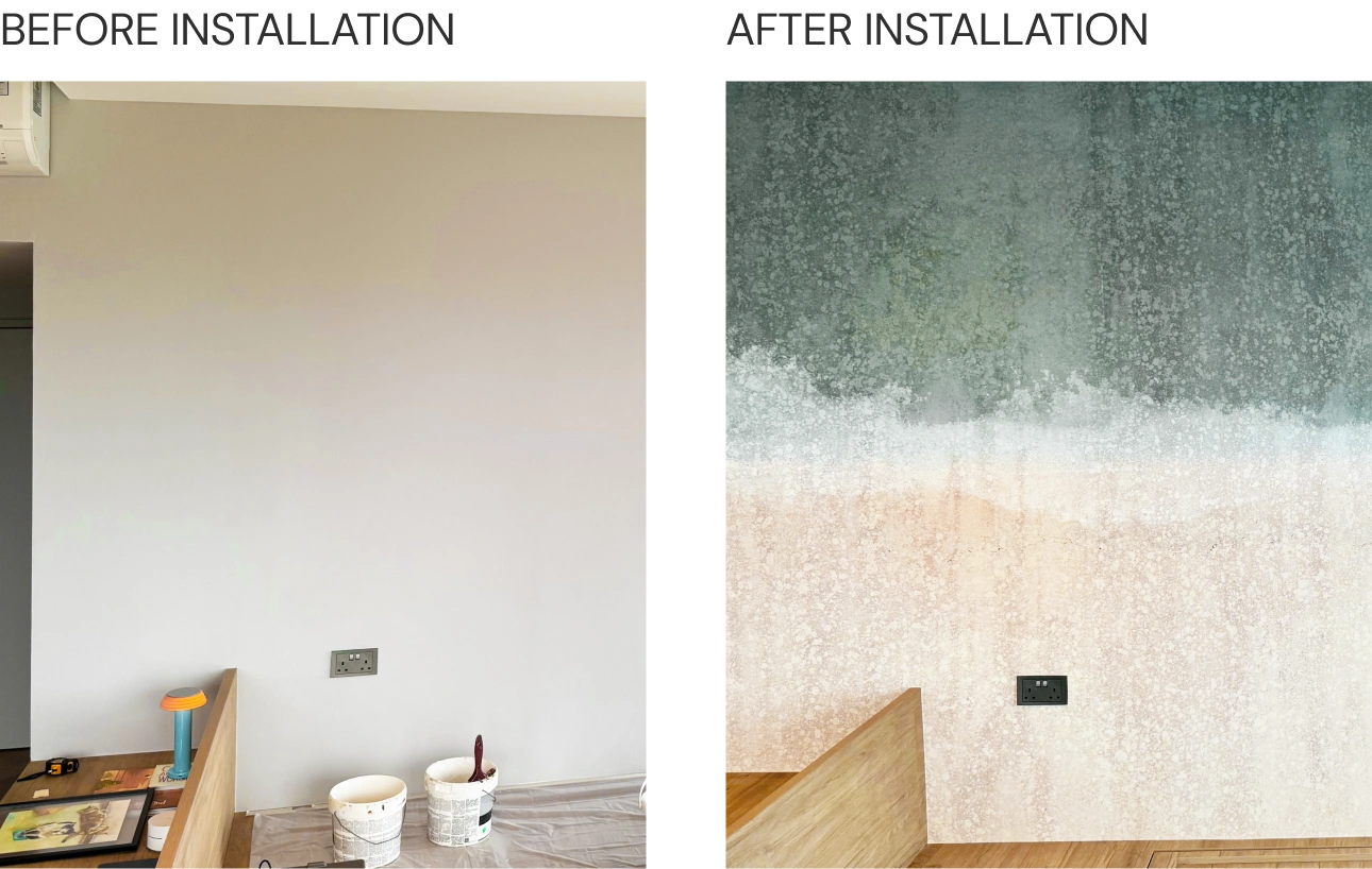 Before After installation wall