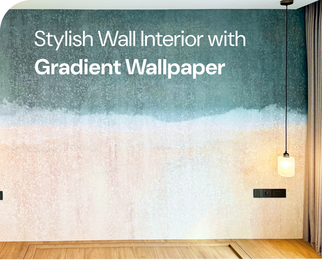 Stylish wall interior with gradient wallpaper