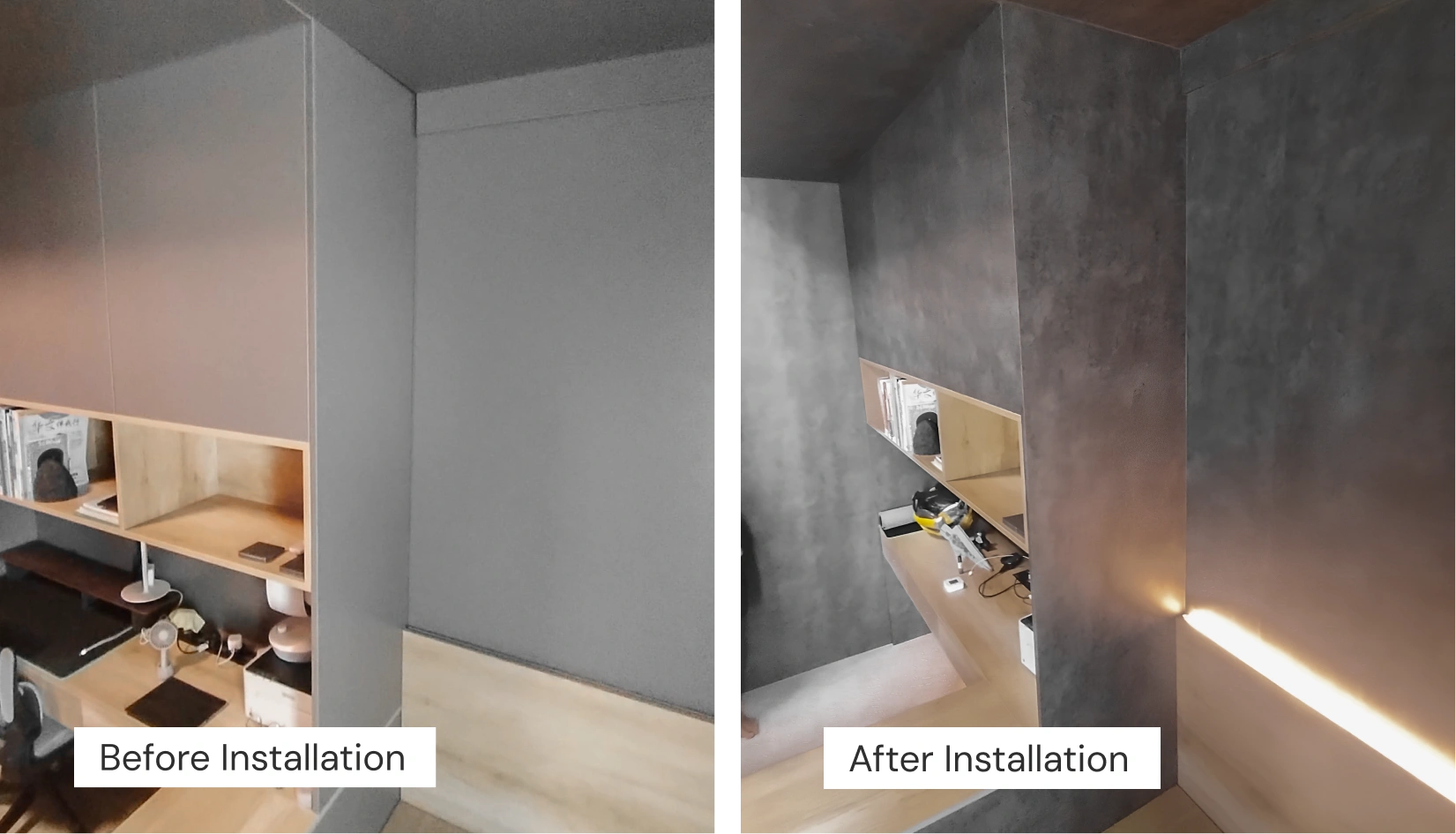 Before After Installation Wall area