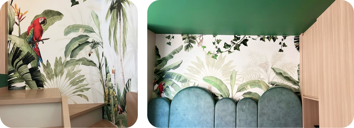 Other side of kids wallpaper installation