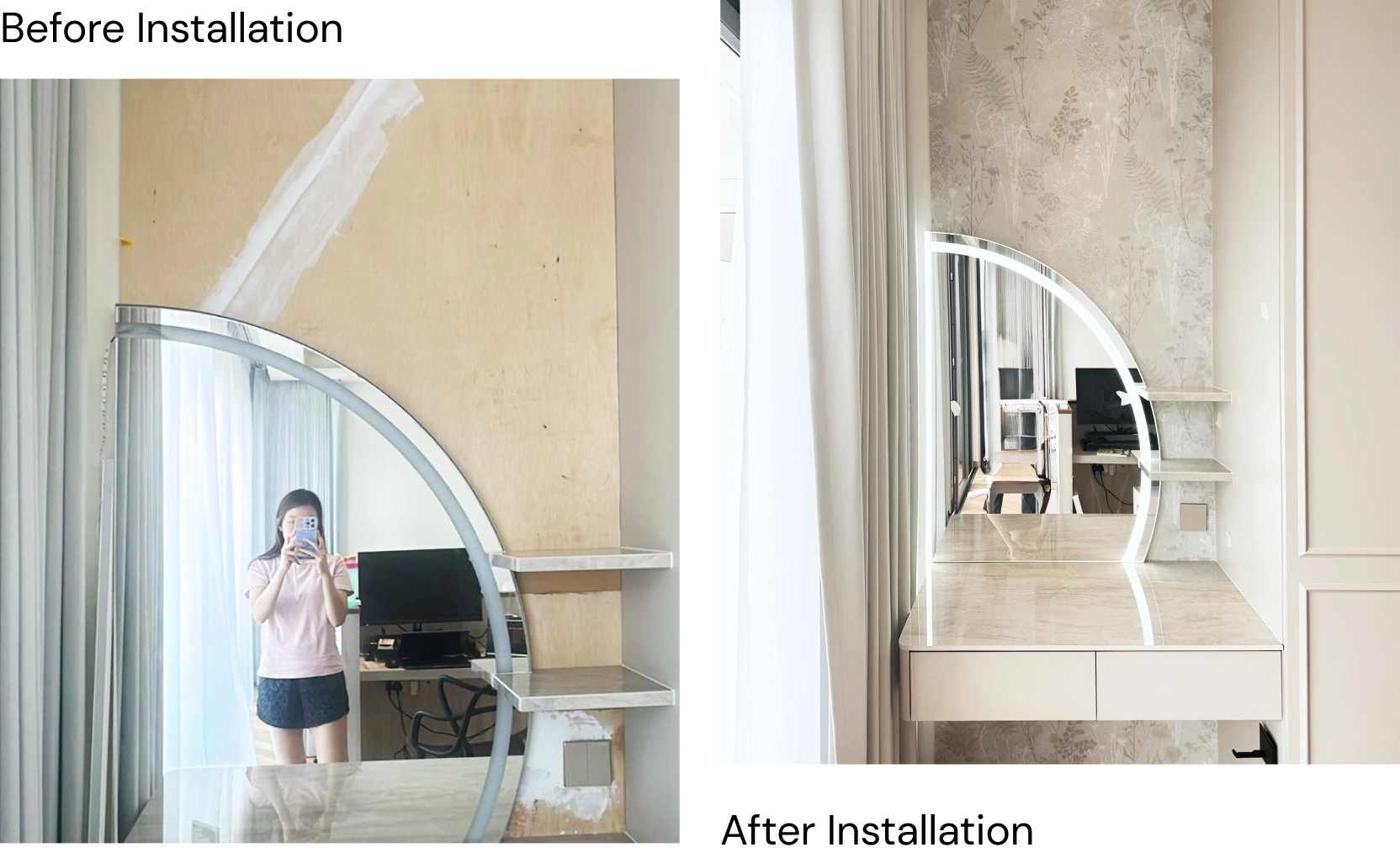 Before after wall installation