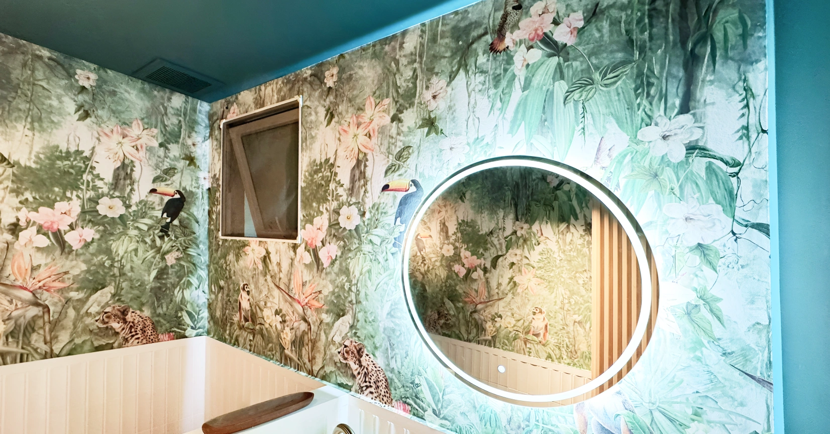 Mirror with Wallpaper Installation