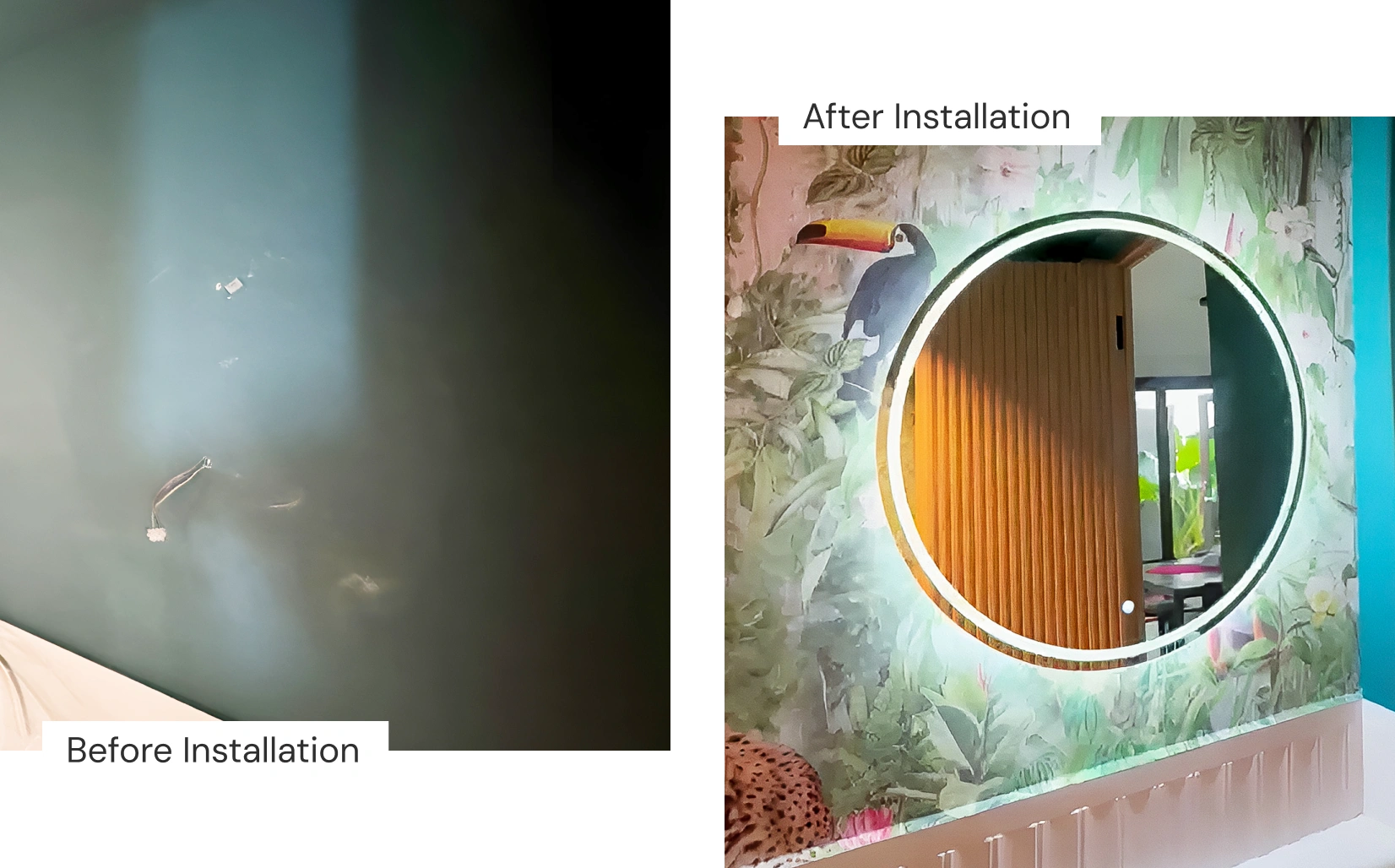 before after powder room installation