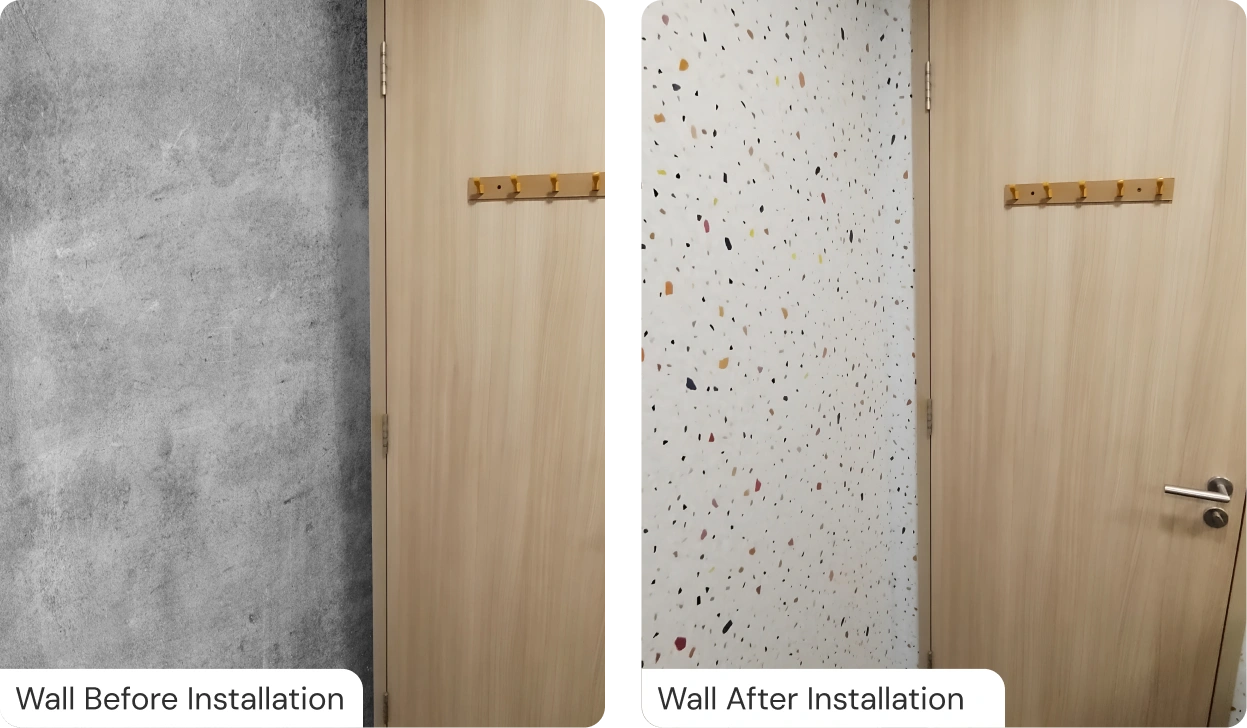 Before after of second wall toilet installation