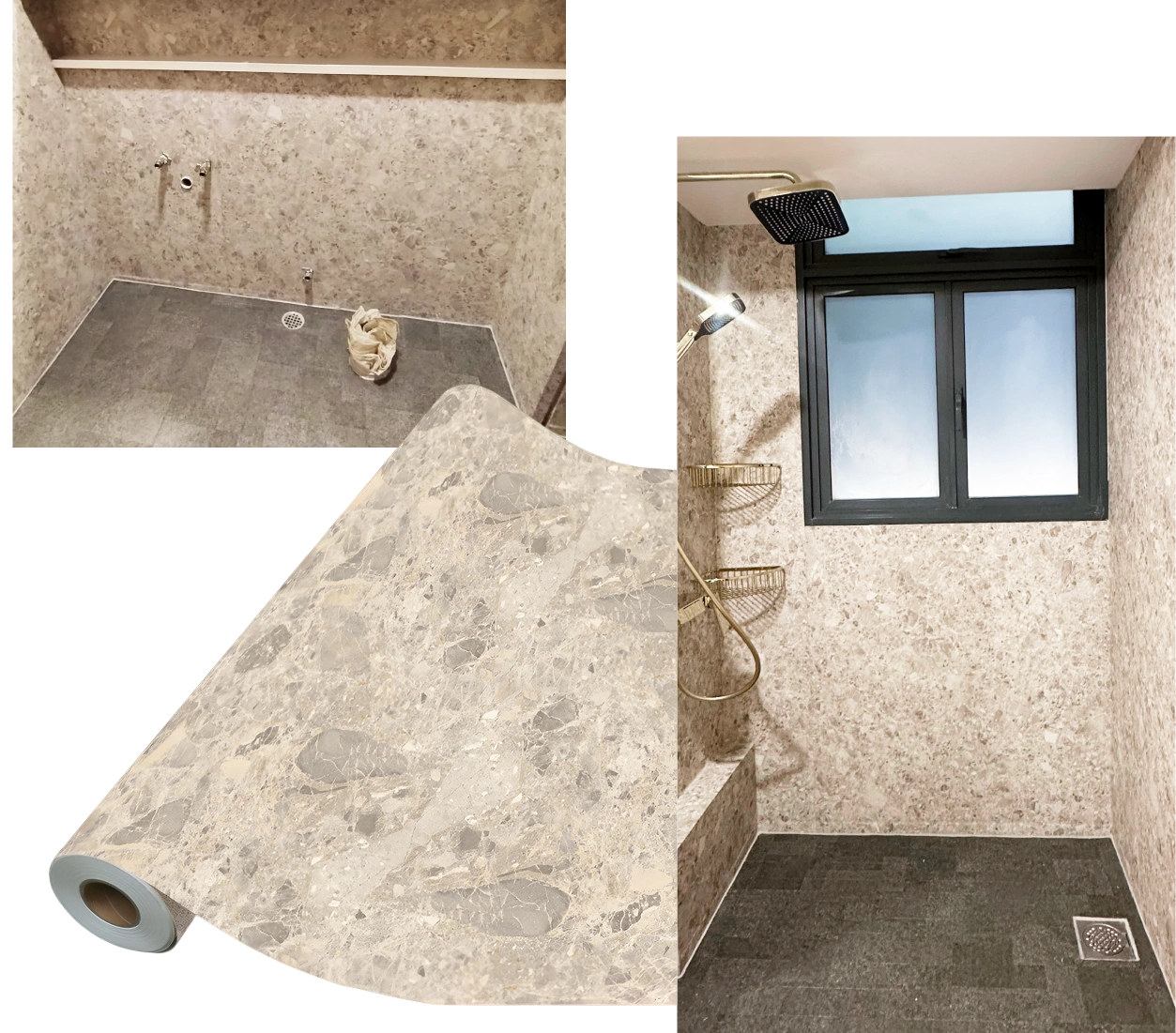 First bathroom roll wallpaper laminate