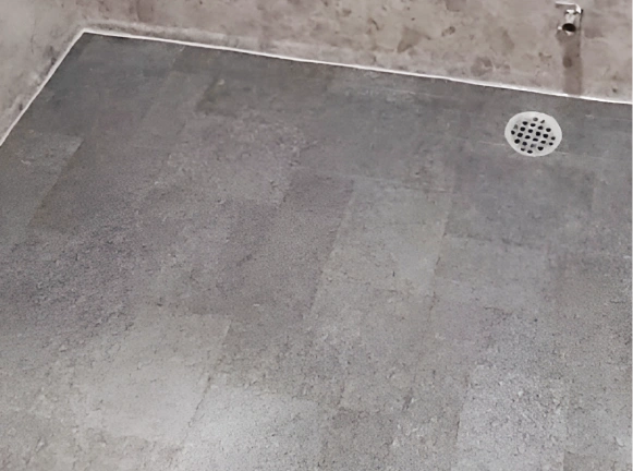 Vynil installation of toilet floor