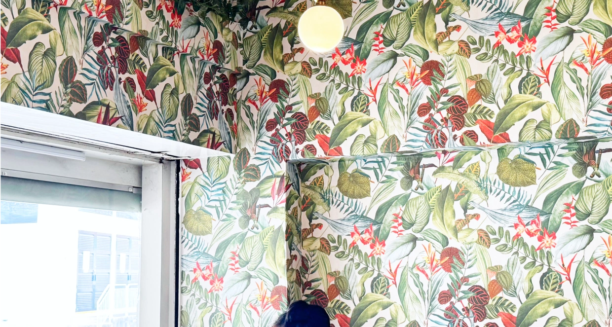 Cafe wallpaper installation