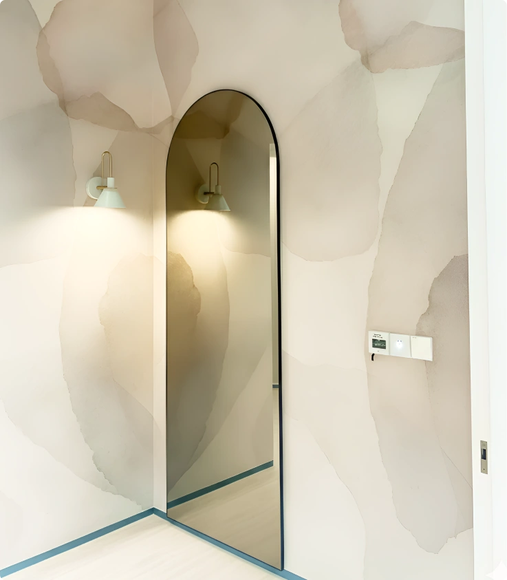 Mirror side of dry bathroom