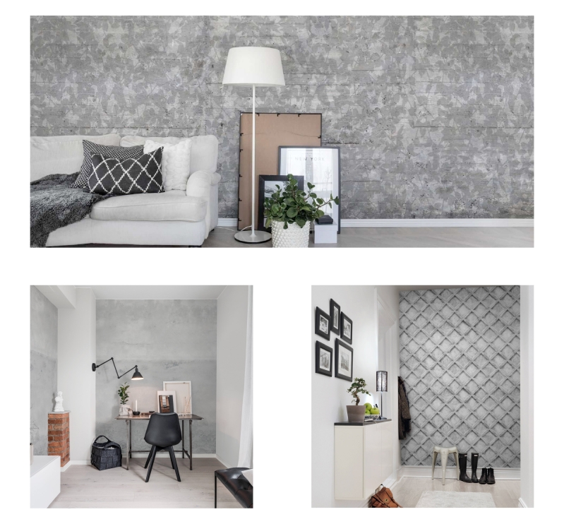 wallpaper for wall - stone/concrete design by HONPO wall covering Singapore