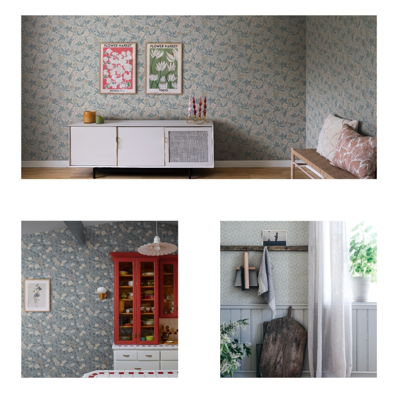 Floral vintage style wallpaper design collection by HONPO wall covering singapore