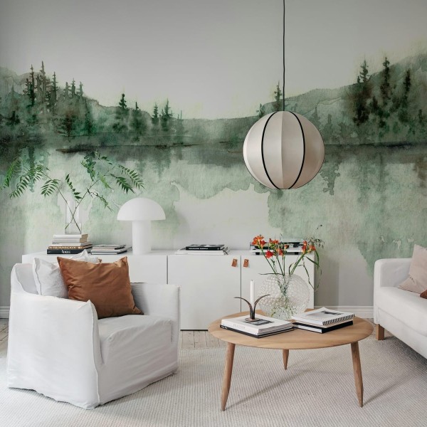 Watercolor Landscape, Forest Green