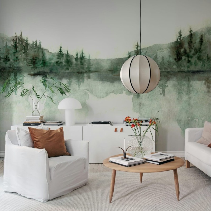 Watercolor Landscape, Forest Green