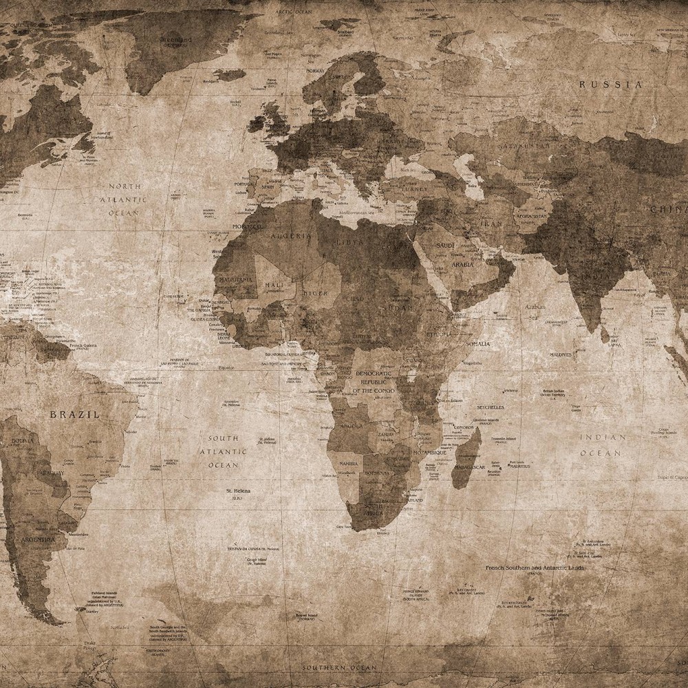 World Map, Brown