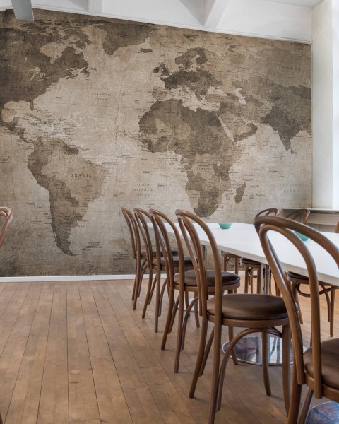 World Map, Brown
