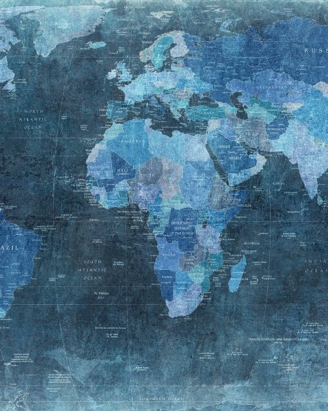 World Map, Blue