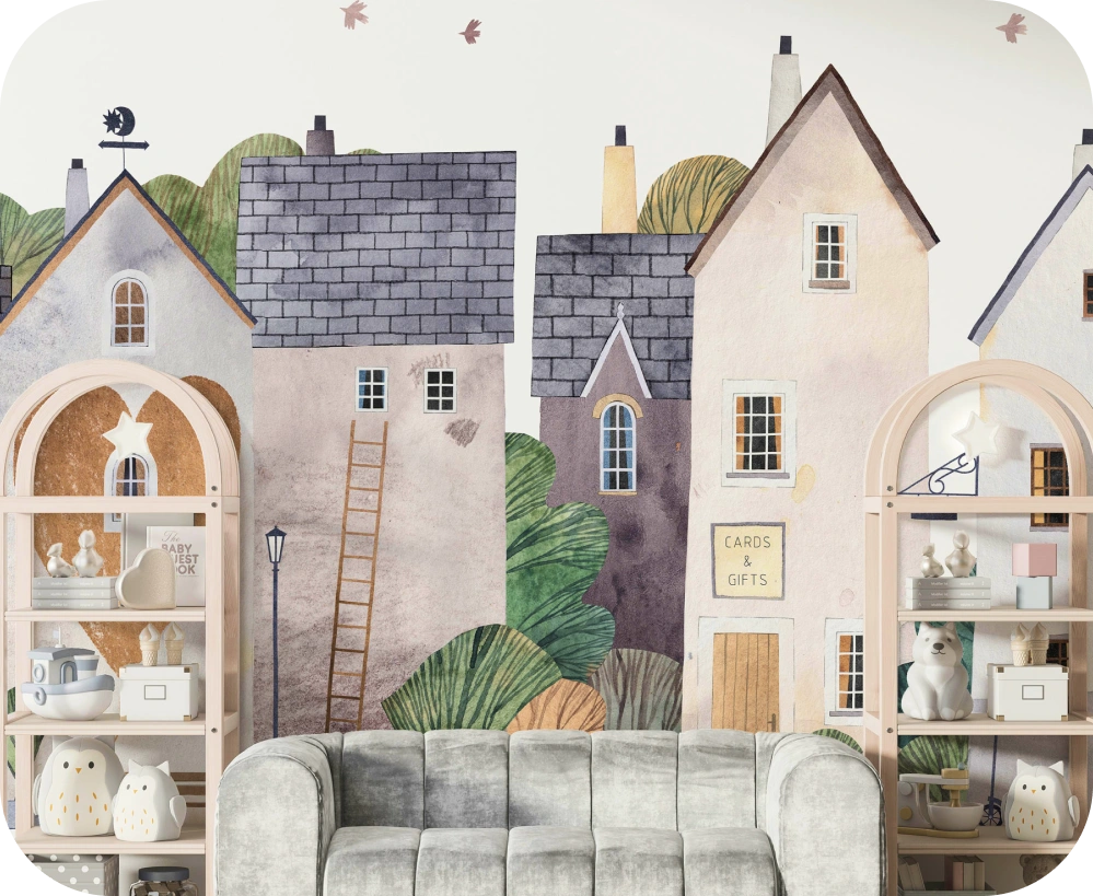 Building concept wallpaper for kids room
