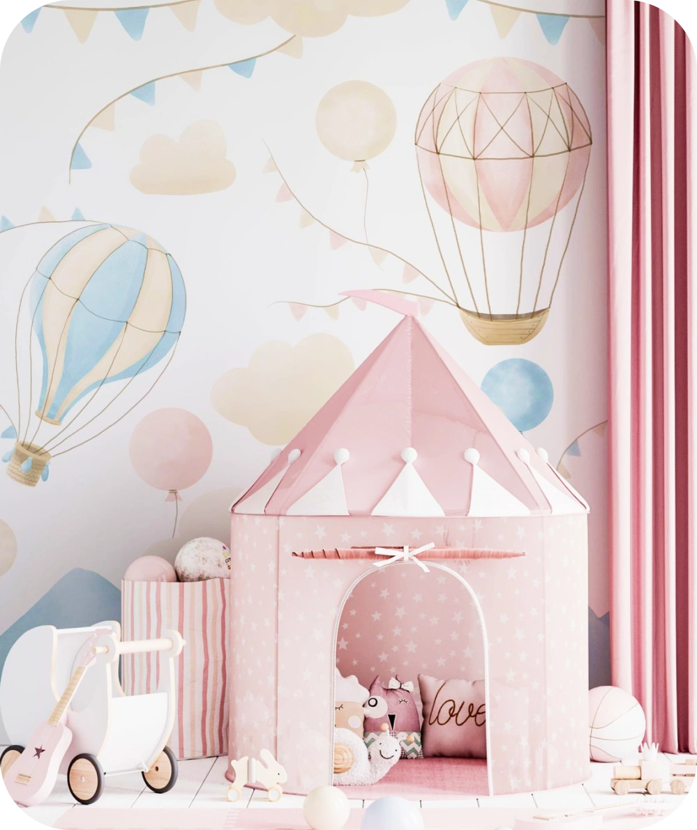 Soft Pastel pink wallpaper concept for kids room