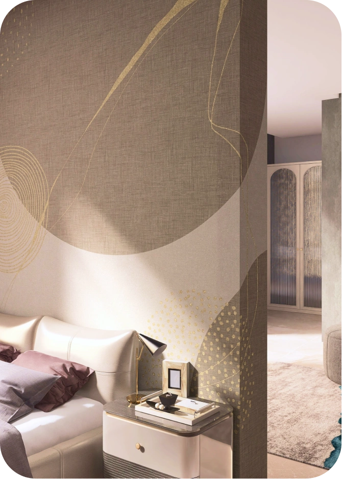 Big Mural geometric with brown and gold color
