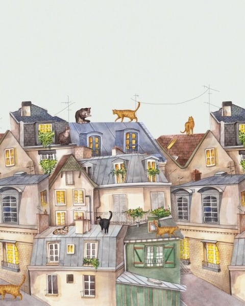 Oliver Robins | Parisian Cats on the Roofs