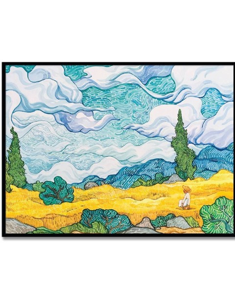 Frame - windy wheat field