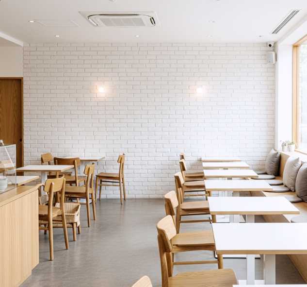 Minimalist cafe white brick wallpaper