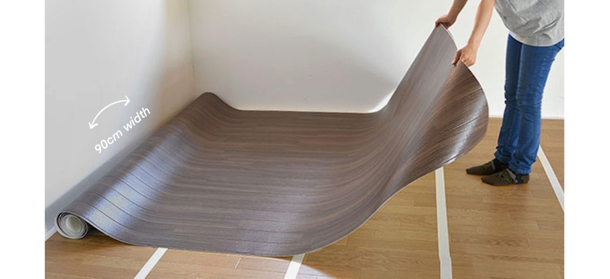 The Japanese soft sheet vinyl flooring is 90cm wide