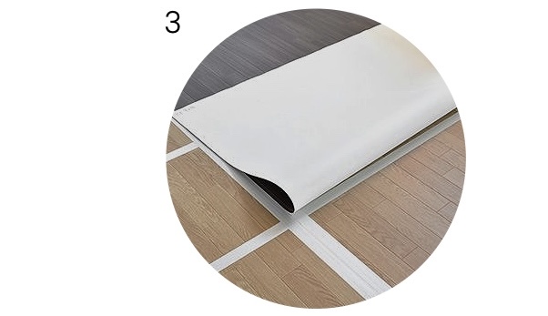 Stick the double-sided tape onto the cushion floor sheet bottom