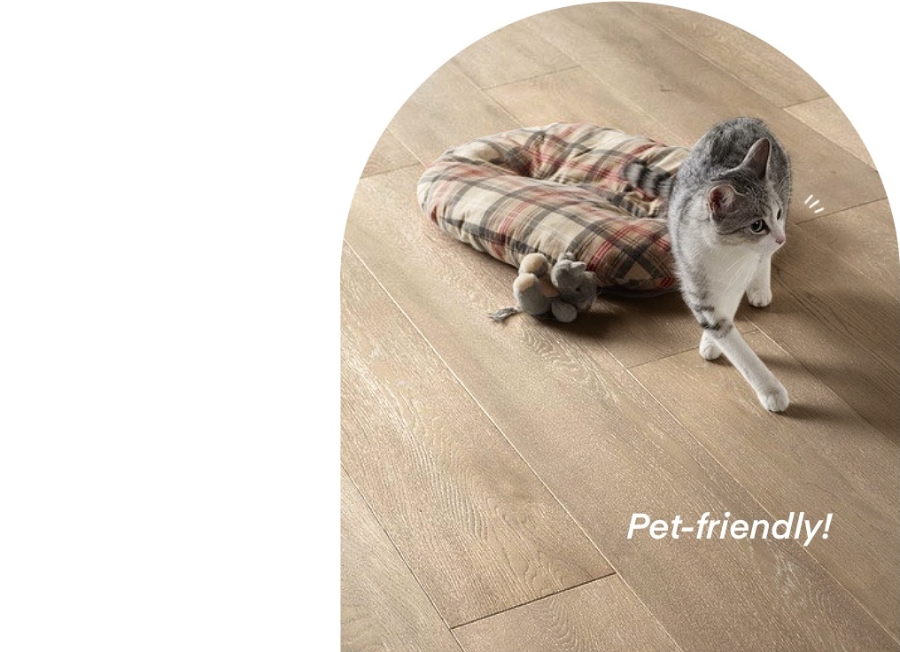 Our sheet vinyl flooring is suitable for pets and children alike
