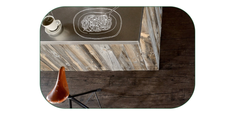 SELF ADHESIVE Floor Tiles are displayed in a stunning herringbone patter
