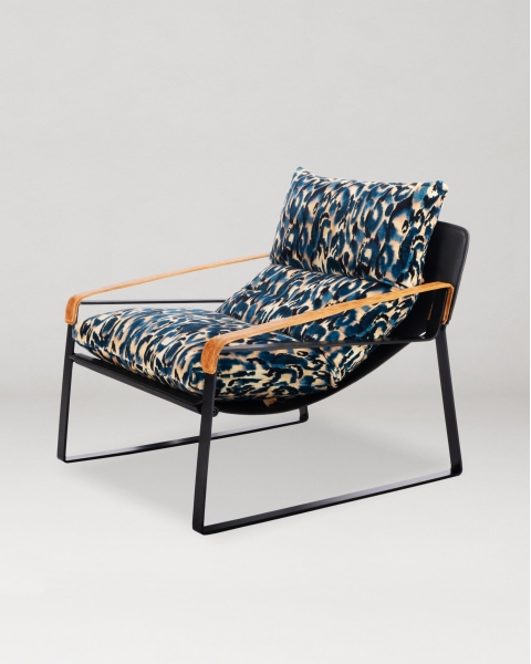 MINDTHEGAP | LA DOLCE VITA | DUNHILL CHAIR | BLU SELVAGGIO velvet and CAMBRIDGE ORANGE leather