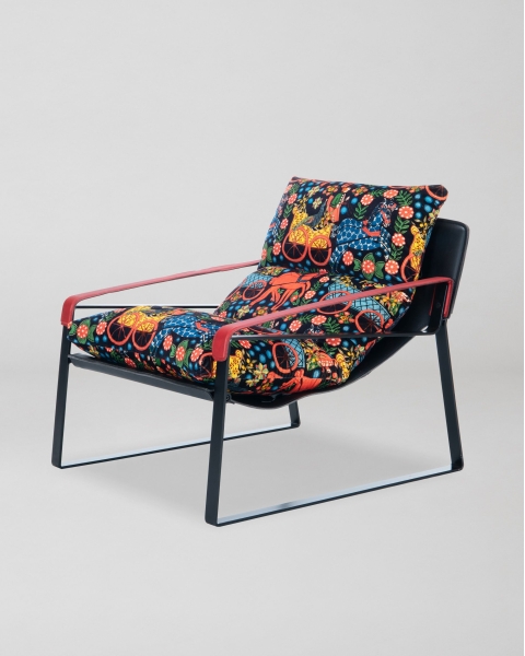 MINDTHEGAP | The Contemporary Capsule | Dunhill Chair | FASNACHT ANTHRACITE Velvet and Rosso Matte Leather