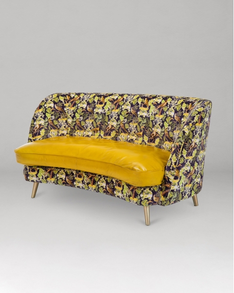 MINDTHEGAP | The Contemporary Capsule | VENICE SOFA | La Voliere Velvet and Yuzu Yellow Glossy Leather
