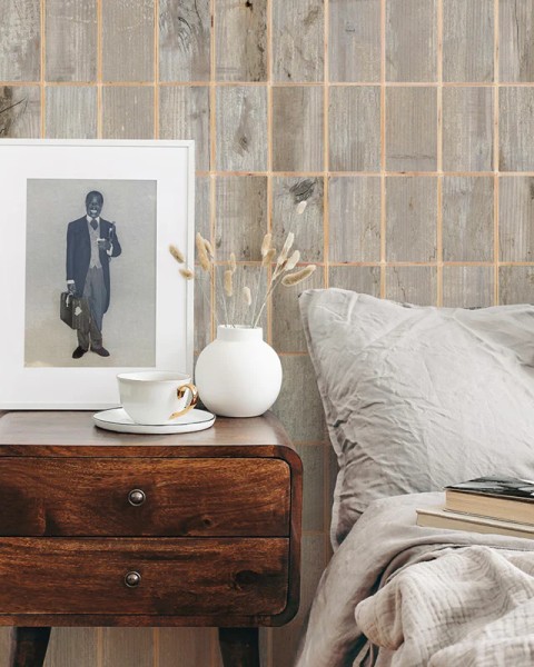 NLXL | PHE - 24 Waste Tiles Grey Wallpaper by Piet Hein Eek