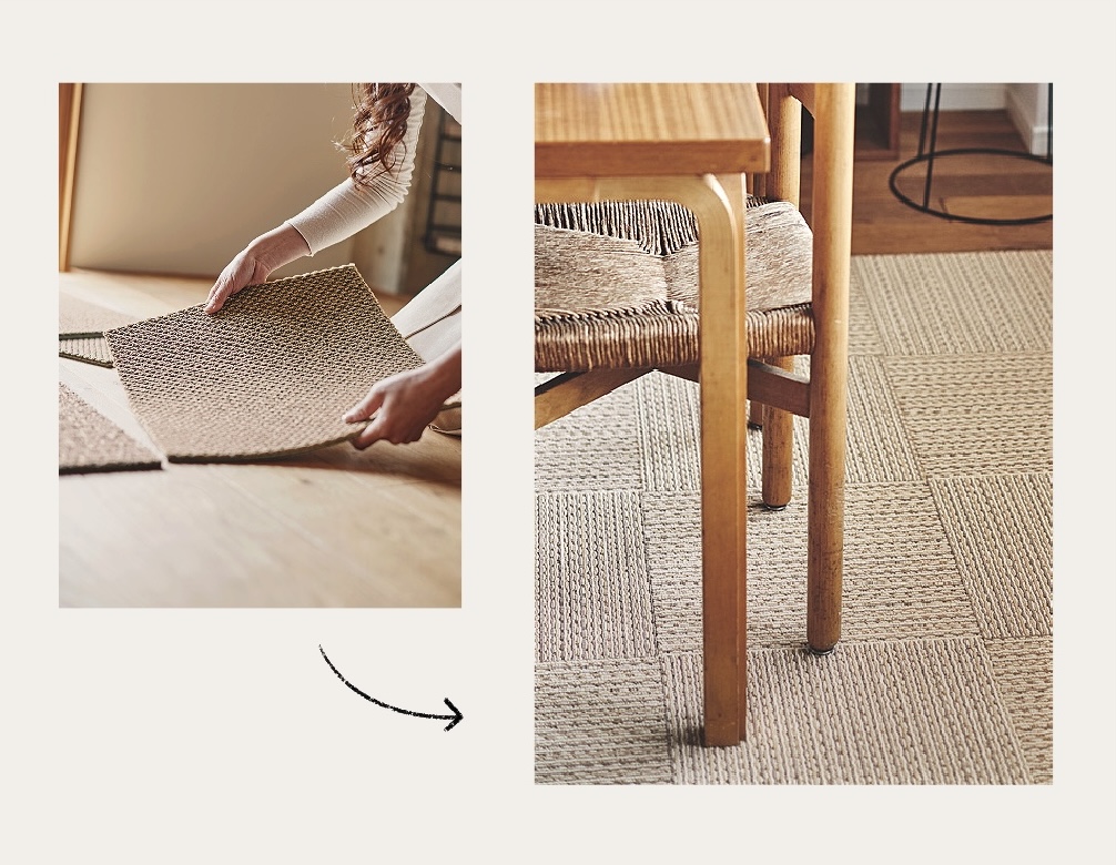 Carpet tiles are designed to be installed in a grid-like pattern
