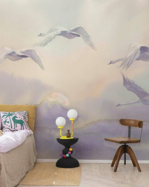 Flying Swans, Pastel