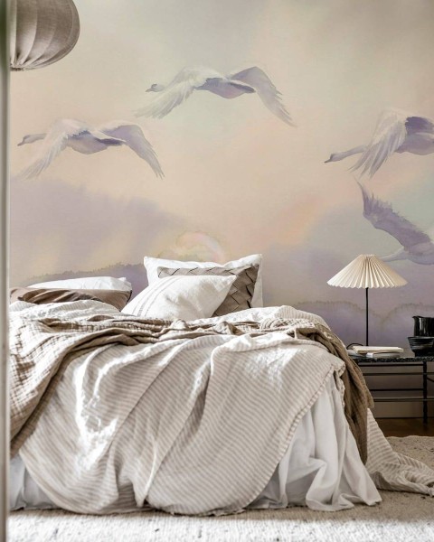 Flying Swans, Pastel