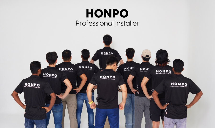 Wallpaper Installation Team at HONPO Singapore